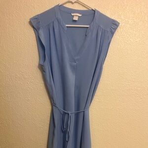 H&M Shirt Dress Cap Sleeves V-Neck Collared Neckline Women's Powder Blue-Size 12